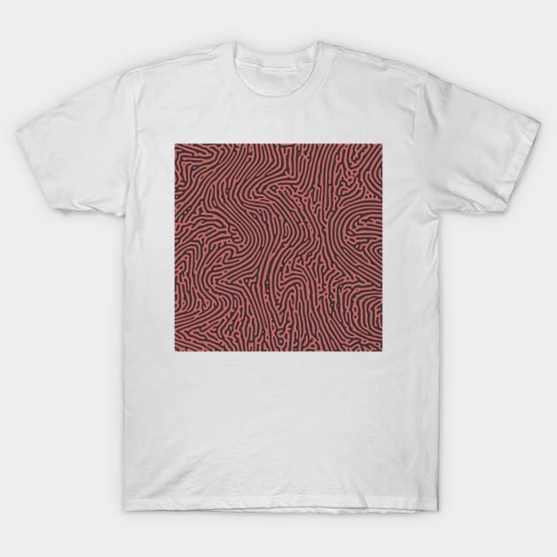 Liquid Turing Pattern (Rose Gold) T-Shirt by John Uttley